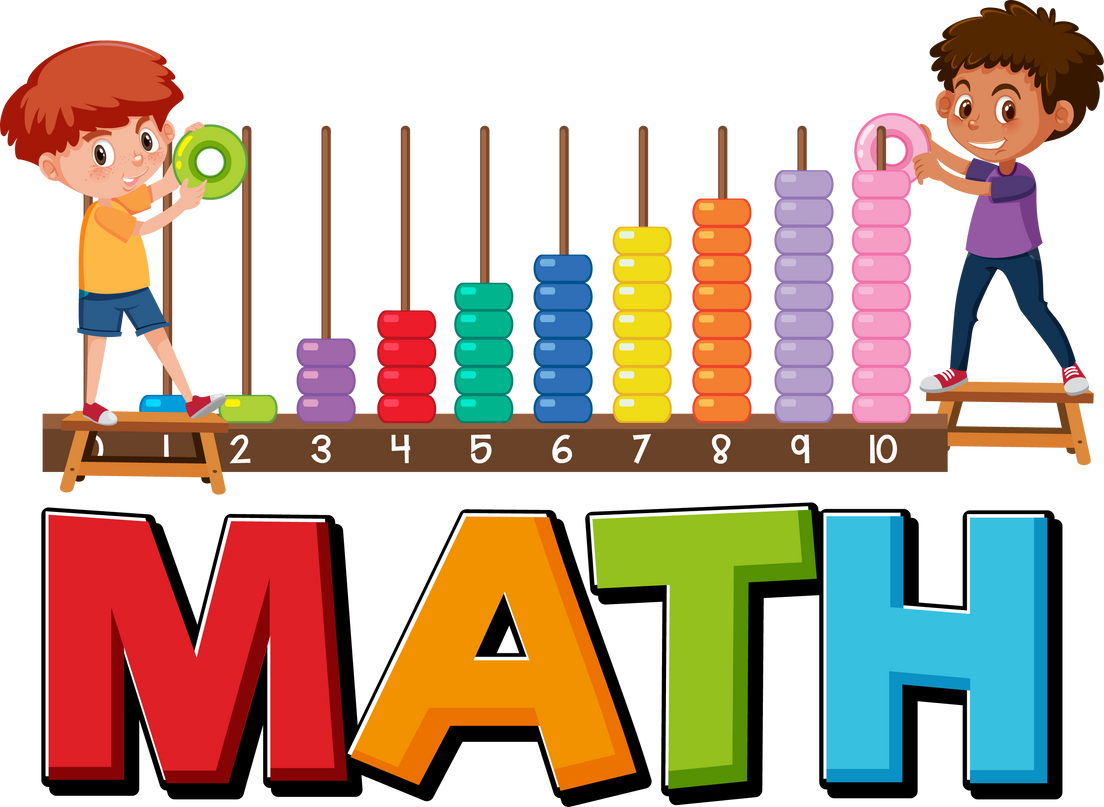 Math icon with kids and math tools